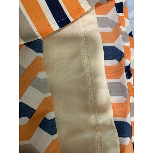 DuJour womens Wide Leg Pants Geometric print Orange Tan Blue Size XS - Picture 12 of 13